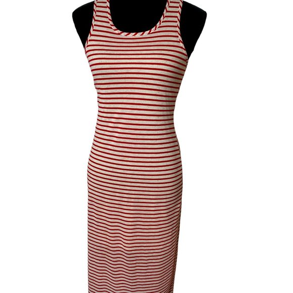 ING Womens Red & White Striped Tank Maxi Dress S Coastal Beach Festival Resort - Picture 1 of 9